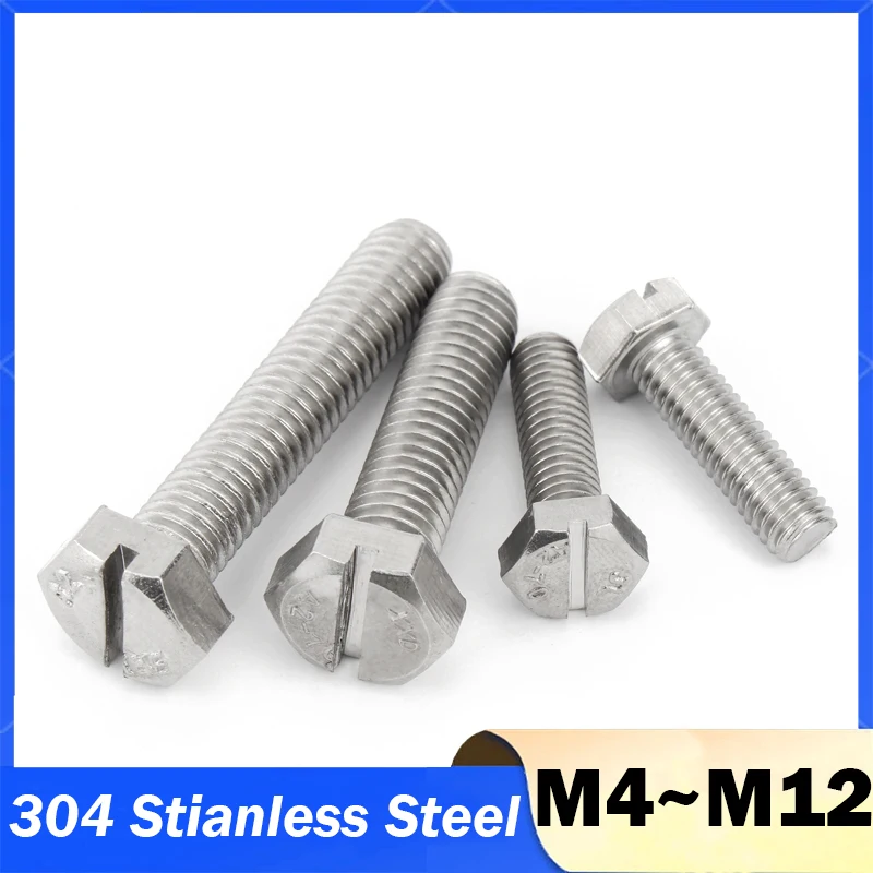 M4 M5 M6 M8 M10 M12 304 Stianless Steel Slotted External Hexagon Head Screw Outside Hex Head Slot Bolt