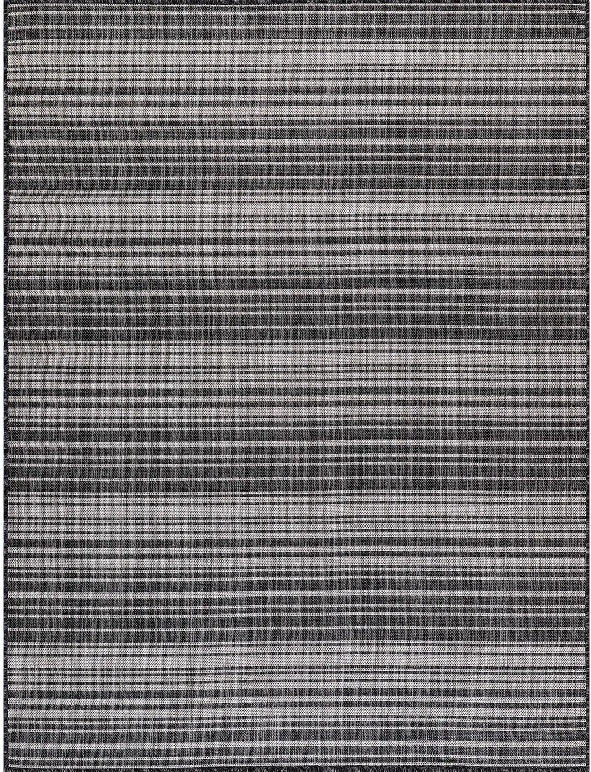 Stripe Outdoor Rug 5x7 Washable Outside Carpet for Indoor Patio Porch Waterproof Easy Cleaning Non Shedding Area Rugs Dark Gray