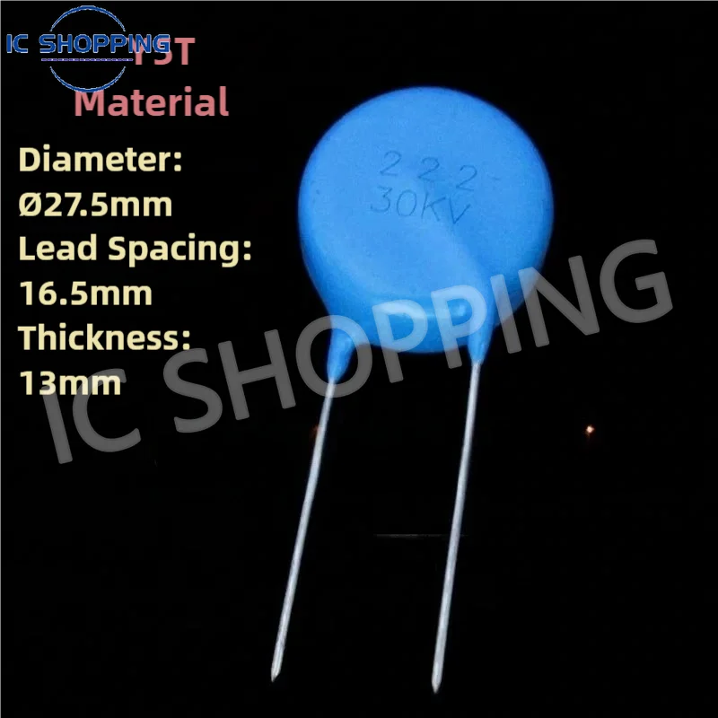 10PCS 222K30KV Y5T High Voltage Ceramic Disc Capacitor 222M30KV 2.2nF (2200pF) 30KV