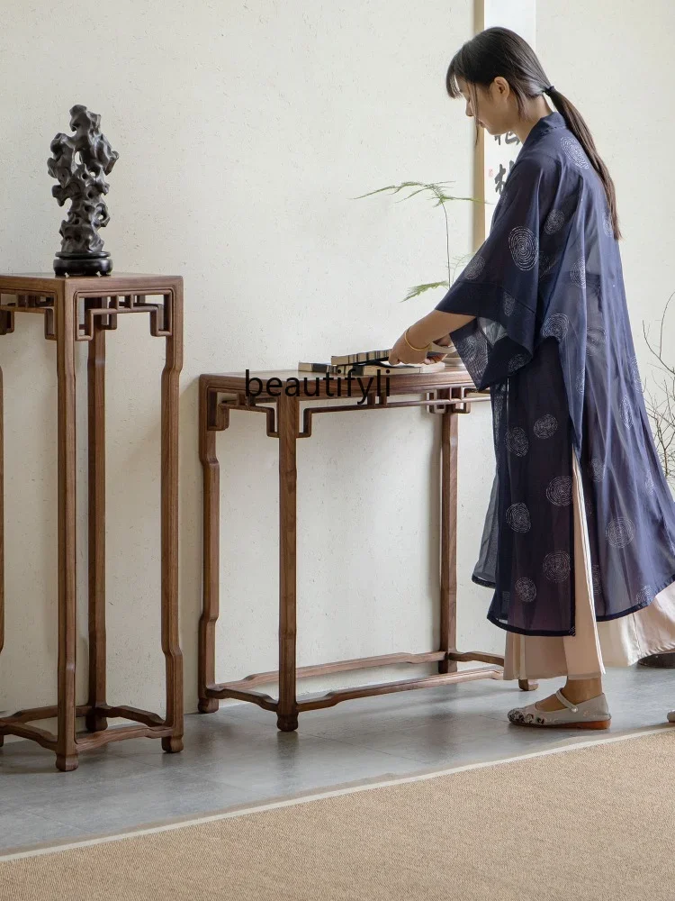 

New Chinese Style a Long Narrow Table Console Tables Antique Table Flower Stand Solid Wood Flat Long Narrow Table Altar