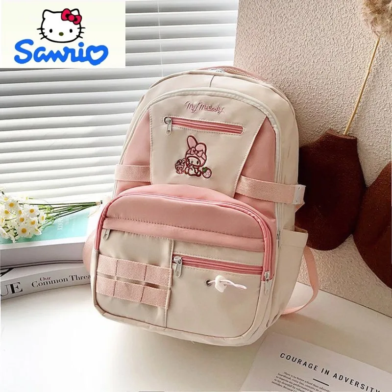 Sanrio Retro Fashion Color Contrasting High Quality Backpack Student Cute Cartoon Hello Kitty Large Capacity Outdoor Backpack