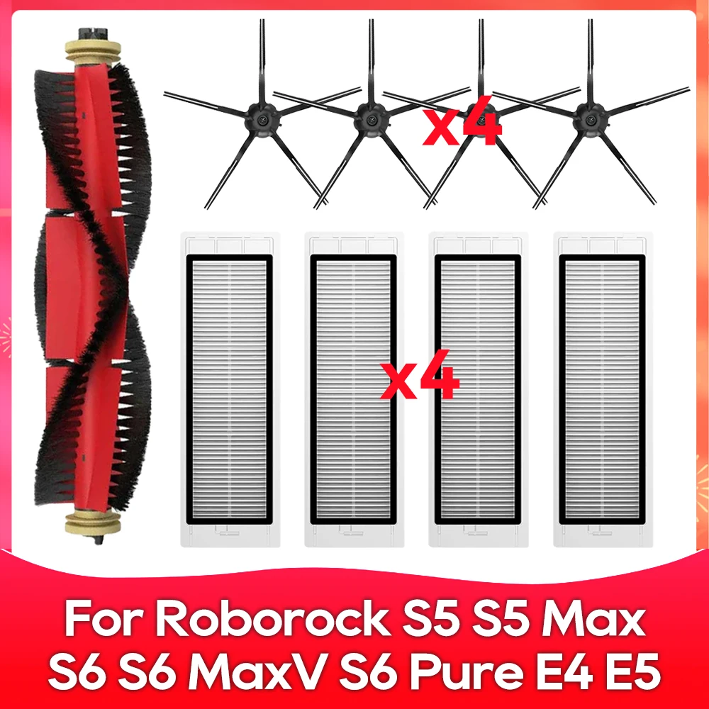 Kompatibel für ( Roborock S5, S5 Max, S6 MaxV, S6 Pure, E4, E5, S51, S52, S55 ) Walze Seitenbürste Filter Wischmopp Zubehör Teil