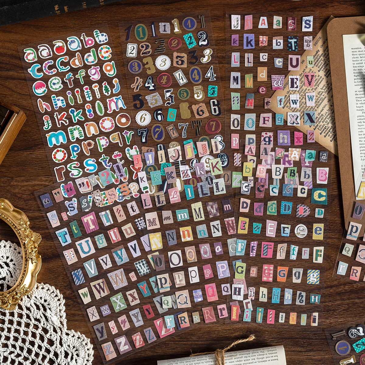 

30 sheets Vintage gold foil alphabet and number stickers set,DIY journal decoration, cute art gifts, back-to-school supplies