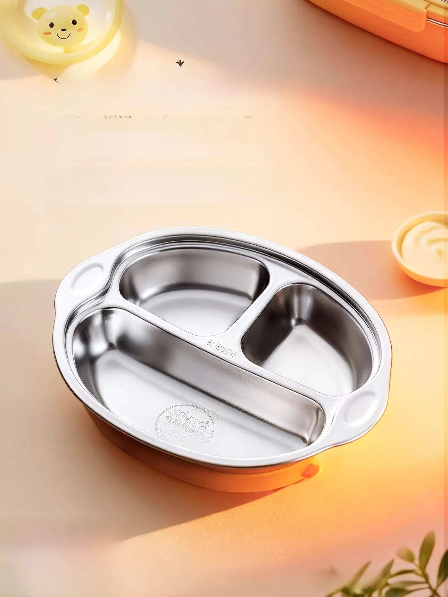 

Children's Suction Cup 304 Stainless Steel Dinner Plate Baby Feeding Special Dish Plate Bowl Rack Kitchen Storage Organizer