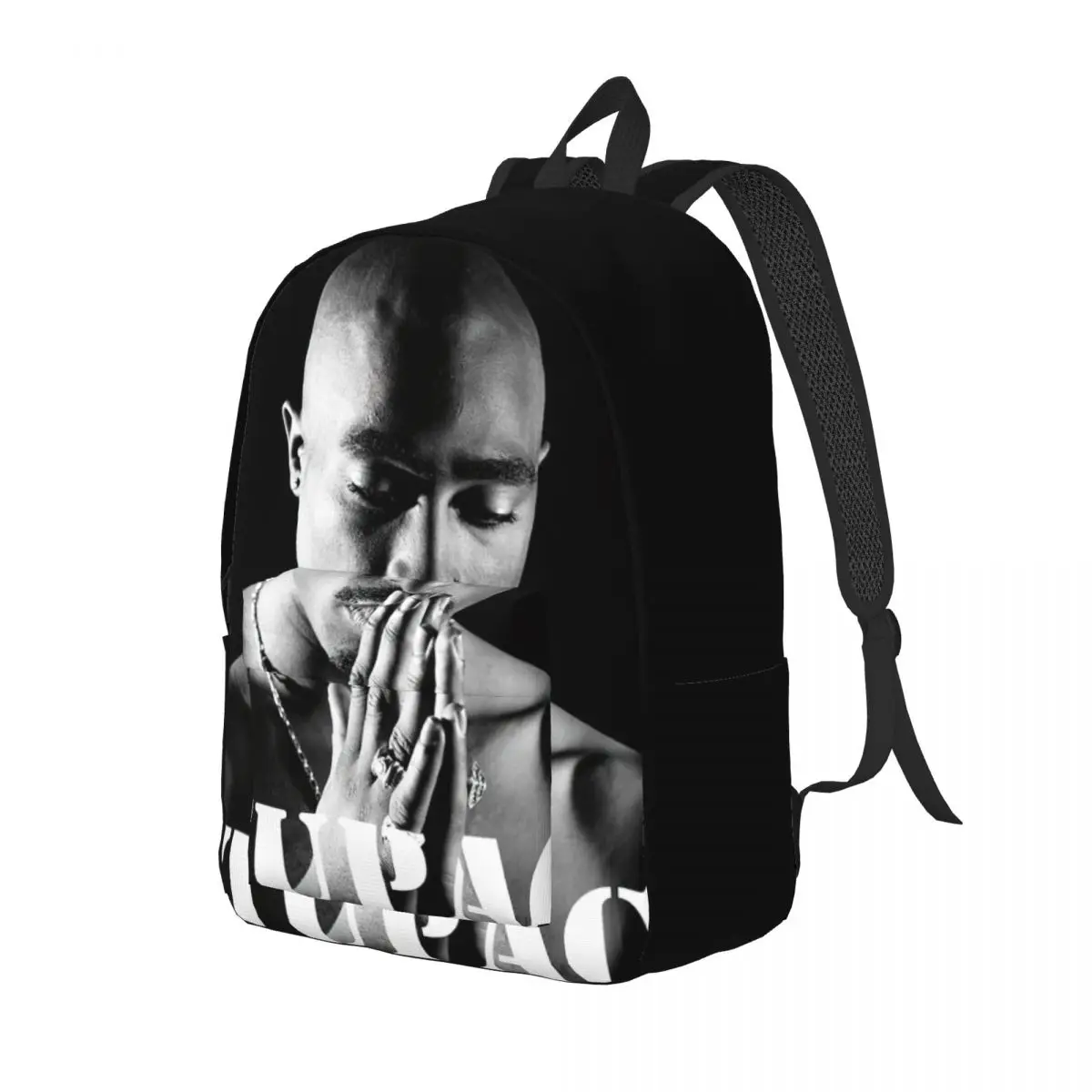 Mochila Tupac para homens e mulheres, bolsa de ombro para computador com bolso, estudante adolescente, mochila empresarial, rapper musical, laptop, 2PAC