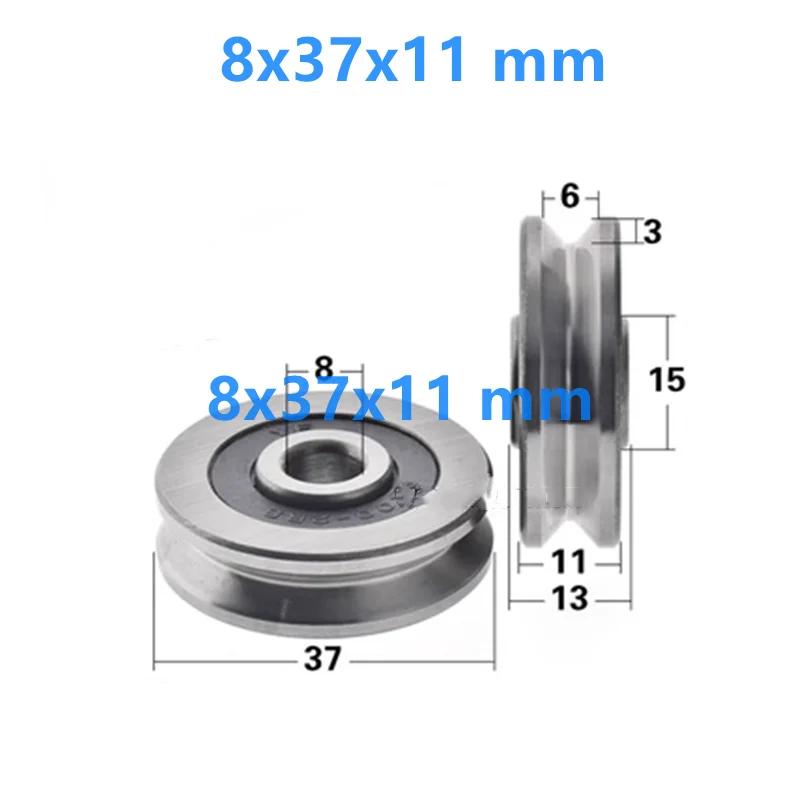 

1Piece Bearing Steel 8x37x11mm V-groove Groove Pulley Bearing Pulley Pulley Roller Guide Wheel Bearing