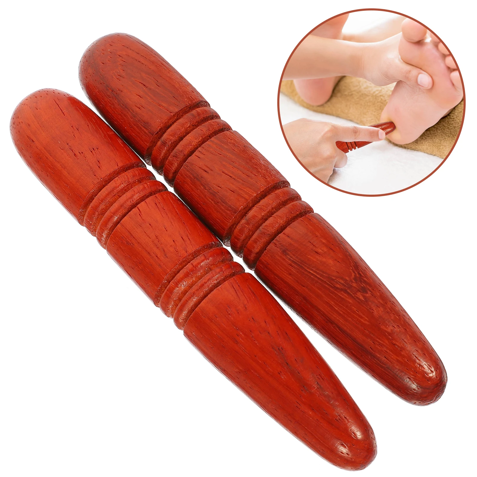 

2pcs Foot Reflexology Massage Sticks Wooden Tools For Pressure Lightweight Portable Handheld Roller Acupressure