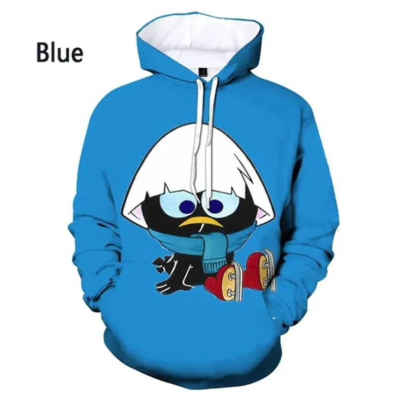 Funny Cartoon Calimero Graphic Sweatshirts Animal Little Black Chicken Hoodies for Men Clothes Casual Cute Kids Hoody Boy Tops