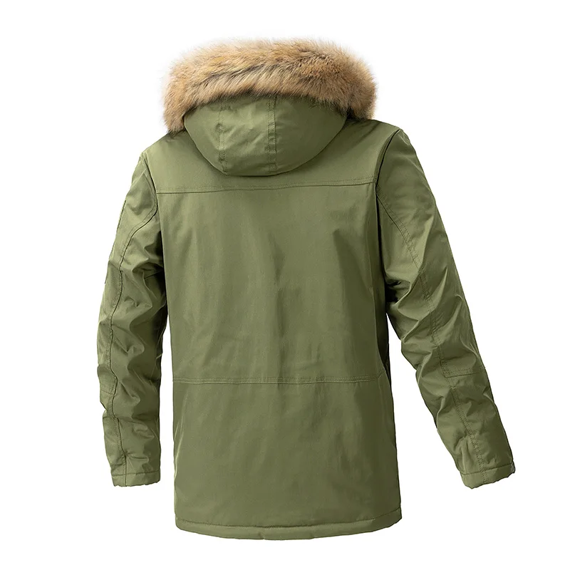 2024 Winter Puffer Men Jacket With Hood Medium To Long Multi-Pocket Cotton Workwear Warm Thick Men Parkas Windbreaker