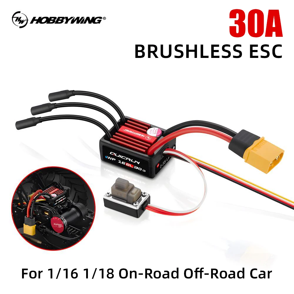 

NEW Hobbywing Brushless ESC QuicRun WP 16BL30 G2 IP67 Sensorless ESC For 1:16 1:18 RC Car