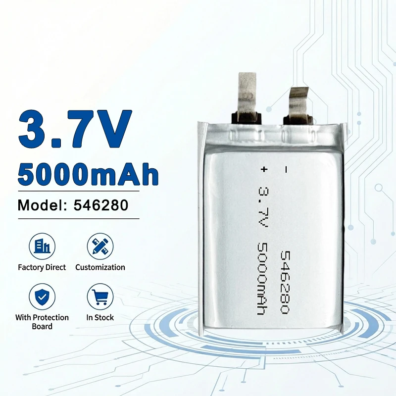 546280 3.7V 5000mAh Lithium Polymer Battery with PCM for Outdoor Power Supply and LED Devices 124861 906090 146074 1260110