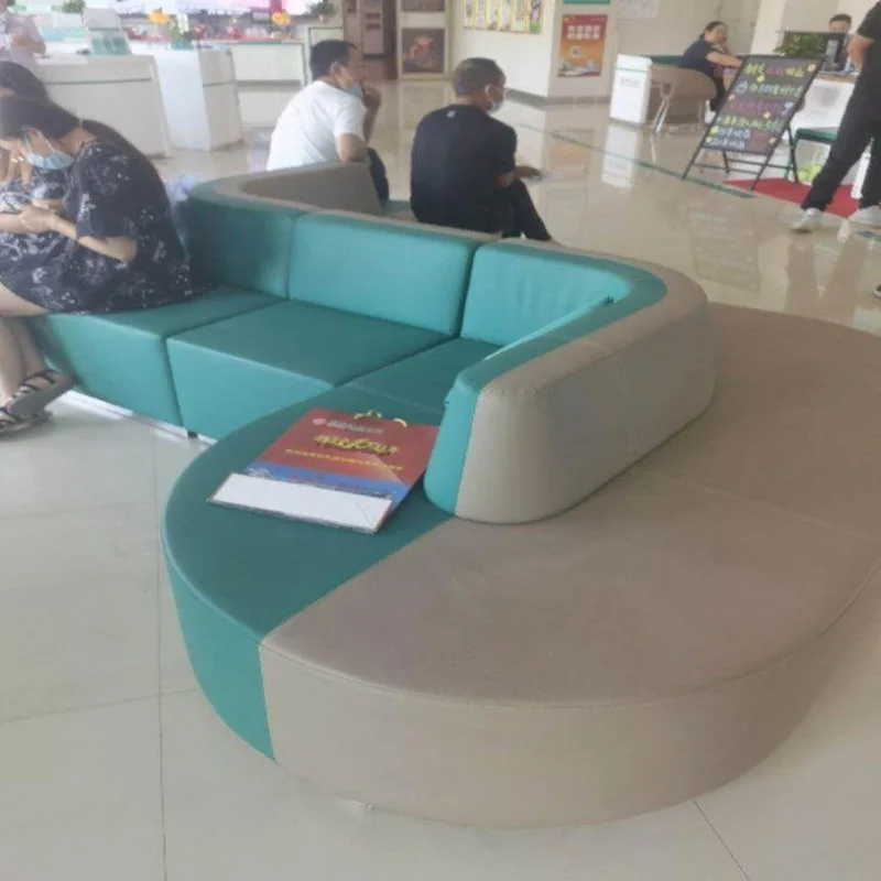 

Custom Agricultural Bank Reception Hall Waiting Area Queue Area Rest Area Multi-Person Combination Card Sofa Leather Sofa