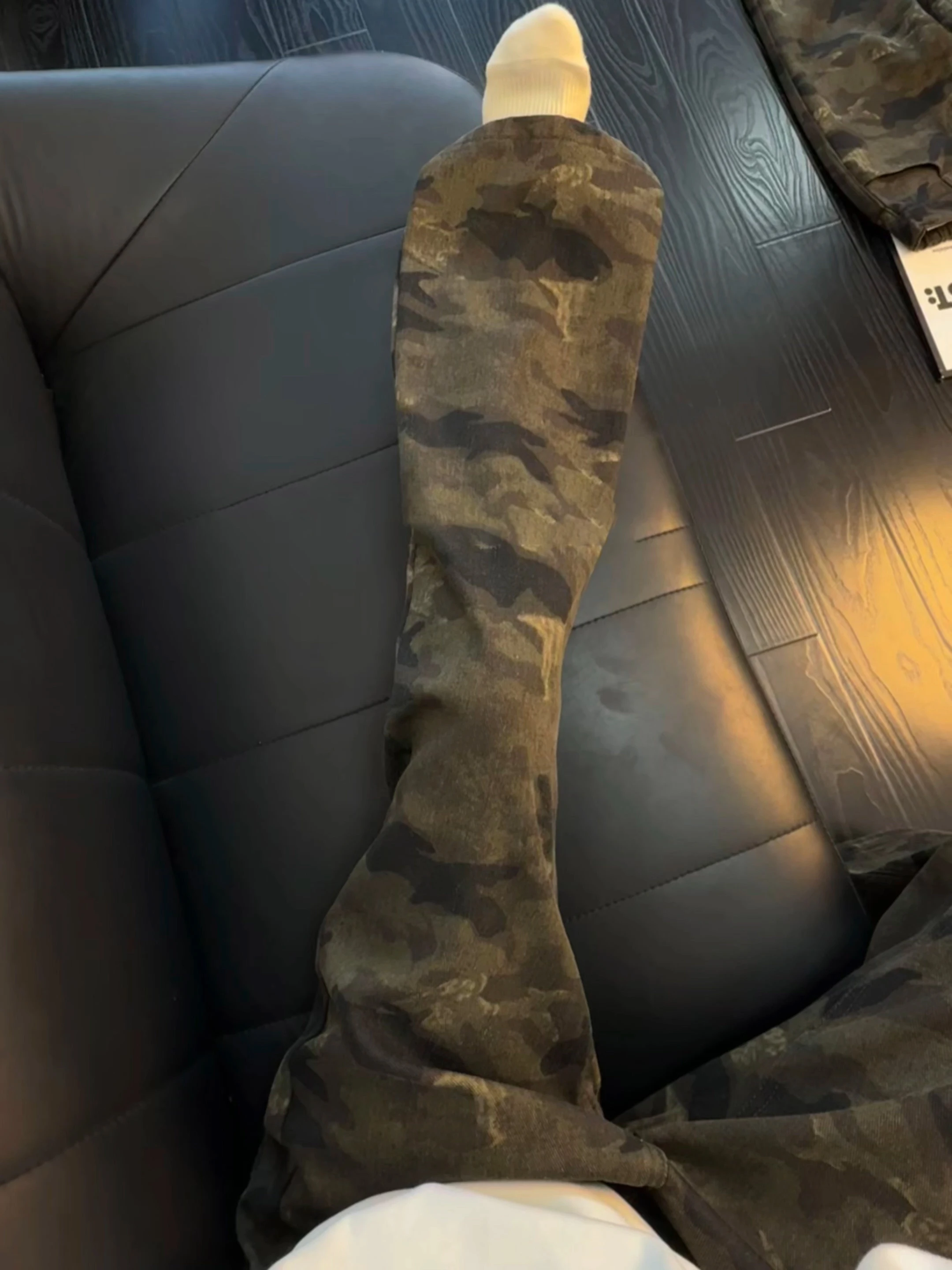 

Retro American Camouflage Thiened Fce Men's Jeans Winter Workwear Straight Leg Loose Fit Casual Trousers Knife