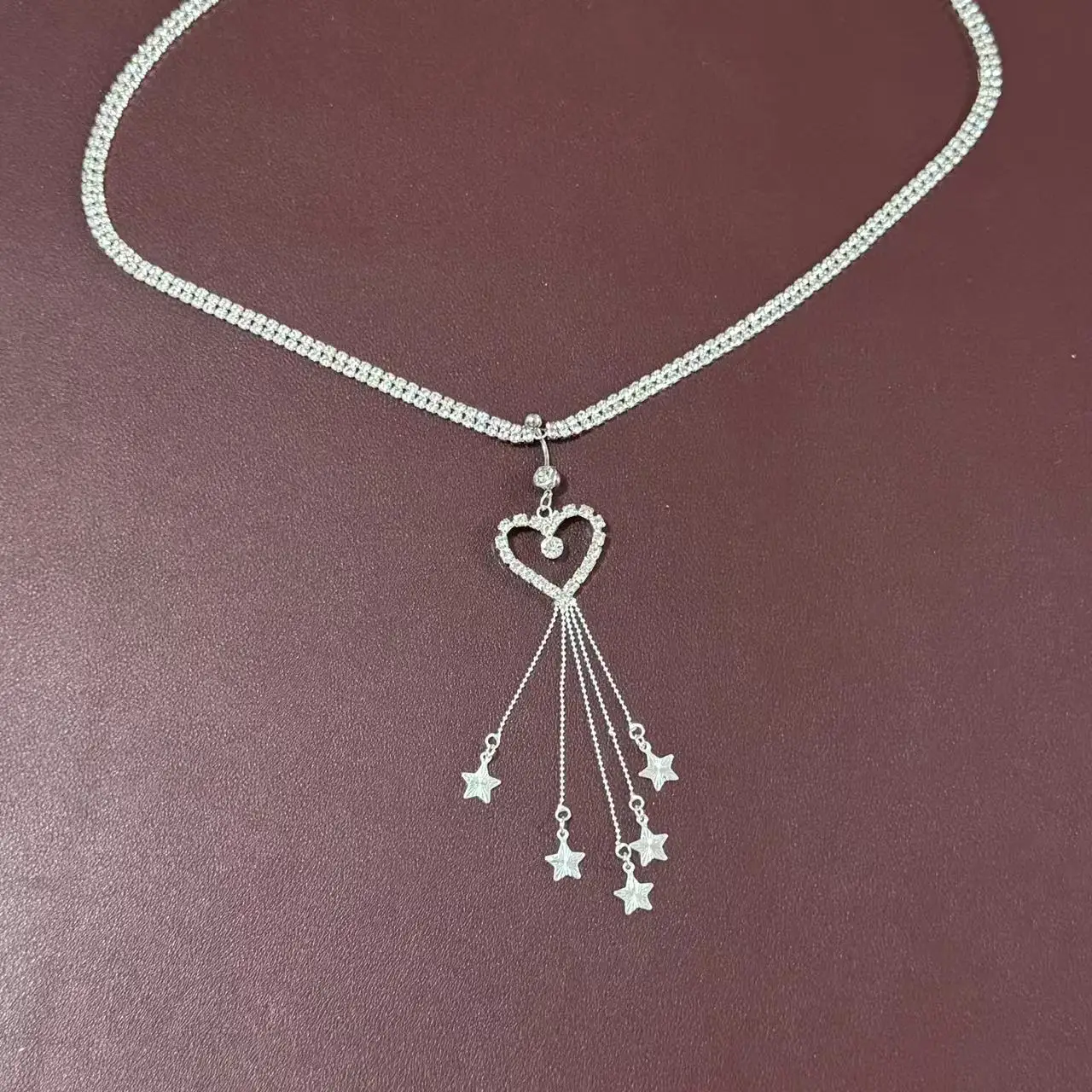 الأزياء الأوروبية والأمريكية شرابة القلب السرة حلقة الخصر سلسلة مثير الجوف خارج الخوخ القلب حجر الراين ثقب الجسم سلسلة #5