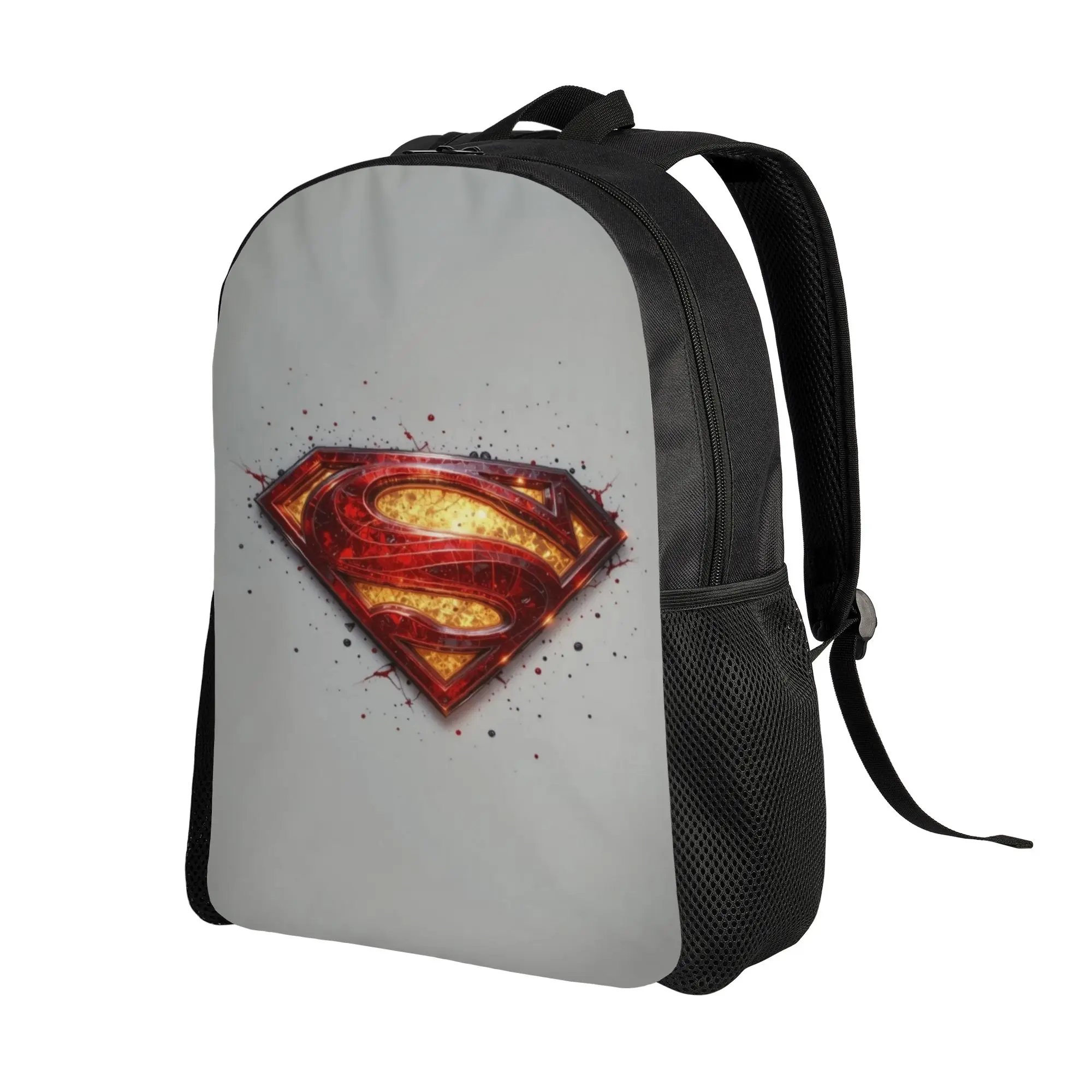 College Bag Back to school season Glowing Superman Emblem Artwork  Solid Backpack
