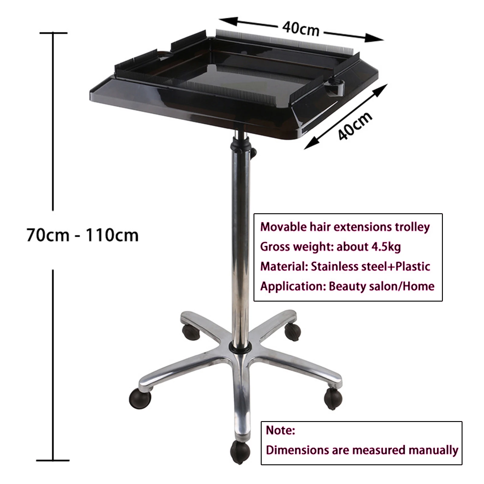 Multi Purpose Rolling Hair Salon Tray Cart Hairdressing Tool Mobile Storage Trolley for Hair Stylist Tool Tray Cart