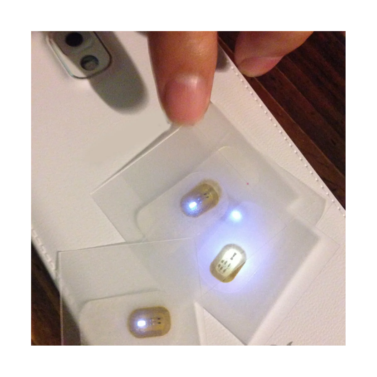 Pegatina de uñas con Flash NFC, Chip LED desnudo, lámpara de uñas luminosa inteligente, mejora de pegatinas, luz blanca, 5 piezas