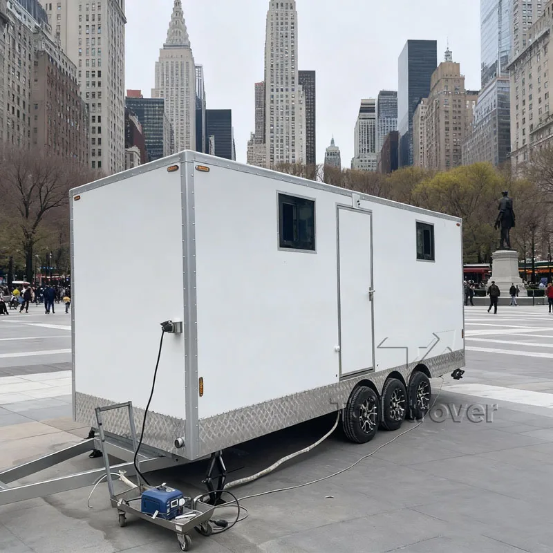 New Design Luxury Restroom Trailer Mobile Outdoor Portable Toilet Travel Trailer Caravan Toilet Trailer with Bathroom