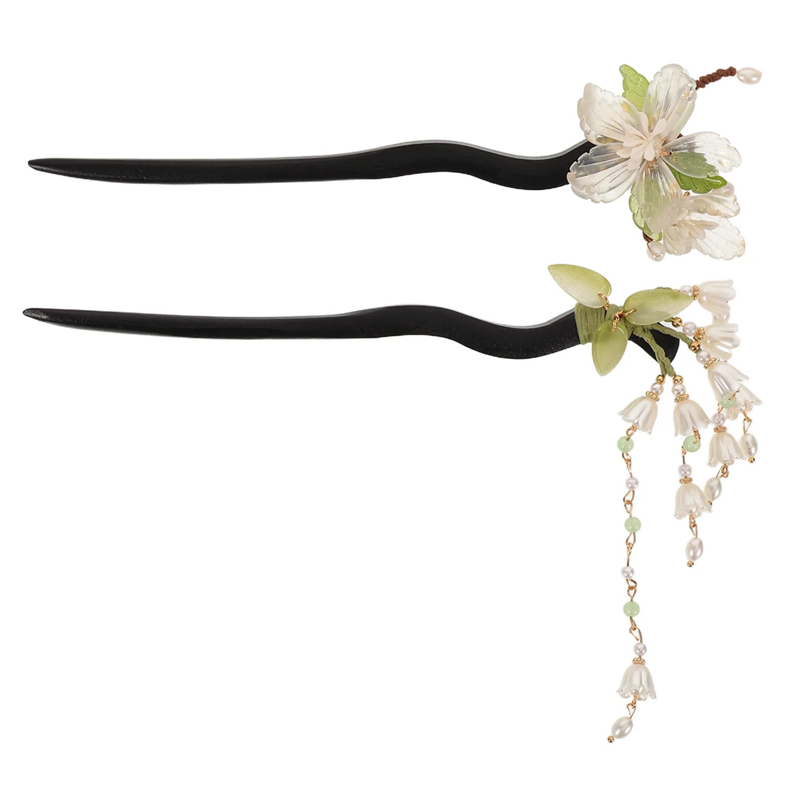 

2pcs Chinese Floral Tassel Hairpins Vintage Wooden Hair Sticks Retro Hanfu Hair Accessories For Women Weddings Parties Daily