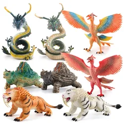 Four Beasts Savage Sacred Animal Model Action Figures Chinese Dragon White Tiger Suzaku Basalt PVC High Quality Collection Toys