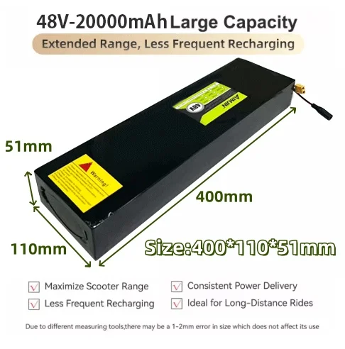 48V 20000mAh Electric Scooter Battery 18650 Grade-A Cells 13S4P Built-in BMS T-XT60 for Kugoo M4 M4Pro Max Speed Series