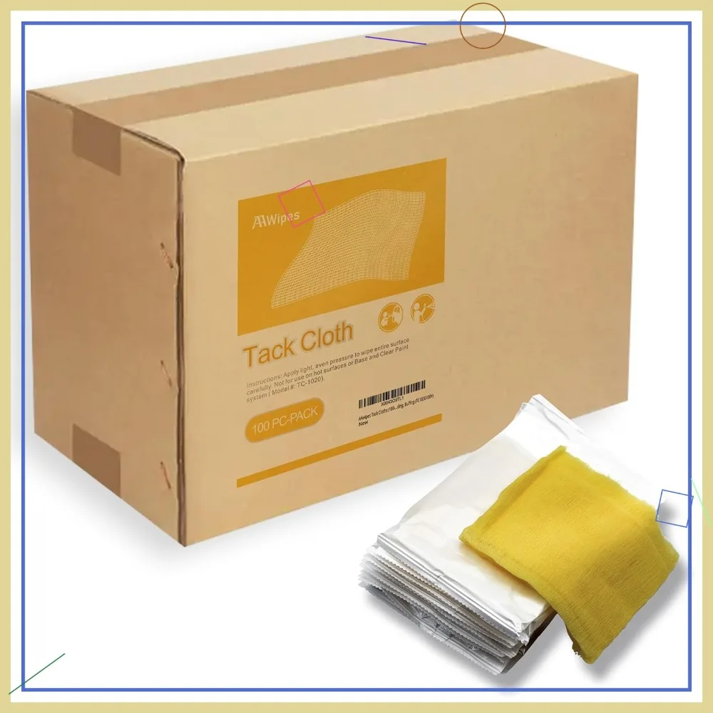 

100-Pack Tack Cloths, 18"x36", Light Yellow, 100% Cotton, Professional Grade for Woodworking & Painting