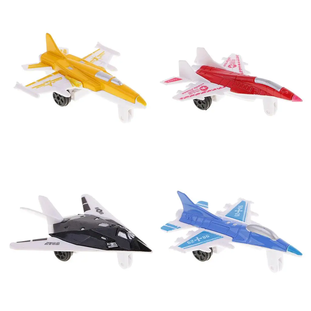 Jouets d'avion moulés sous pression pour enfants, chasseur assressenti, thème militaire, 4 pièces