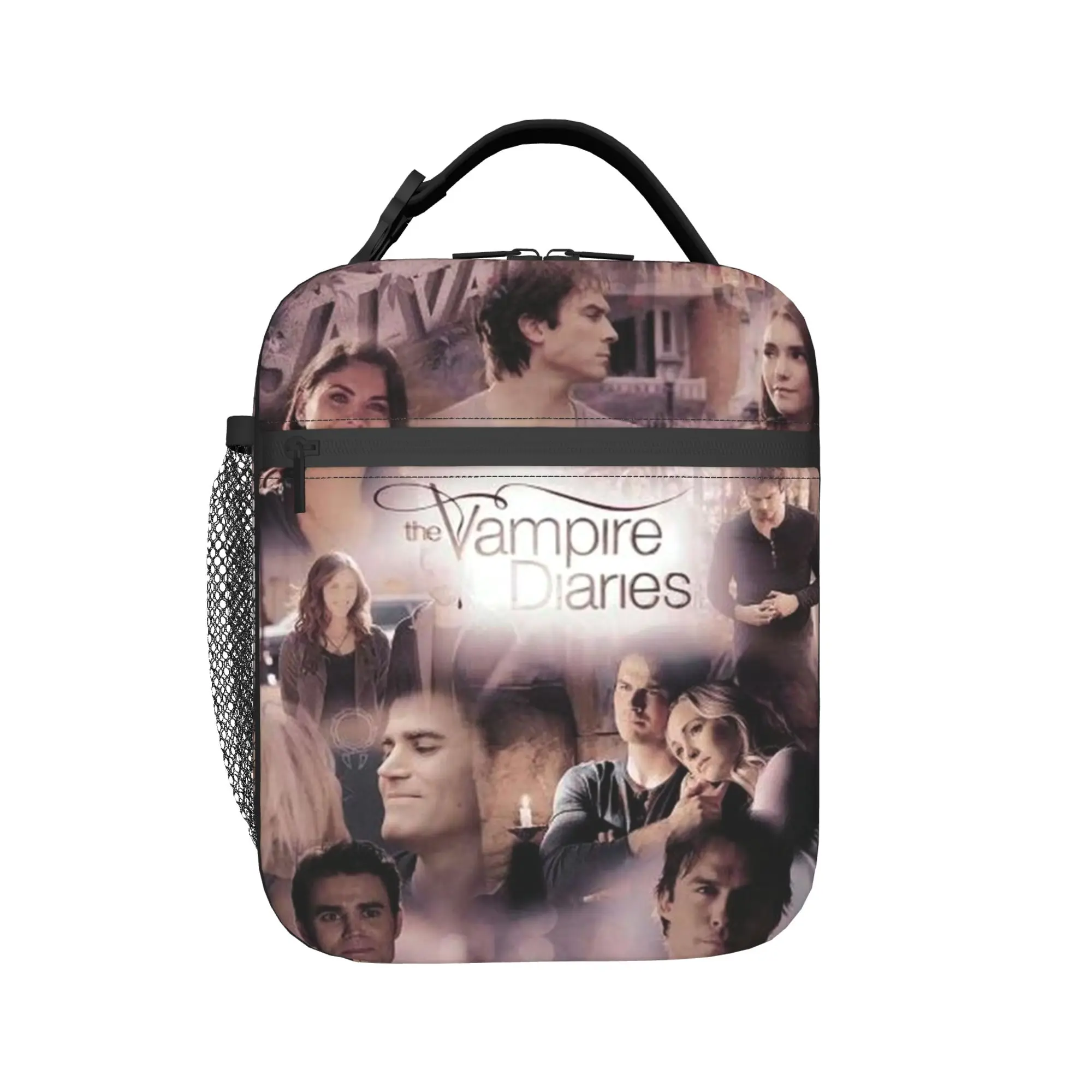 The Vampire Diaries Resuable Movie Lunch Bag For Women  Travel Print Lunch Box Funny Oxford Thermal Tote Handbags