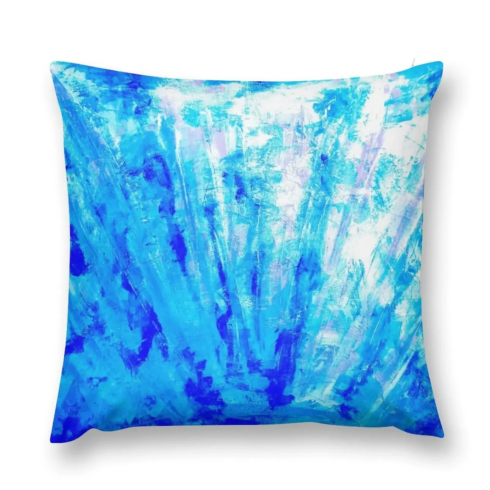 Icy aqua and blue sun rays in daylight above the ocean abstract Throw Pillow Plaid Sofa pillow