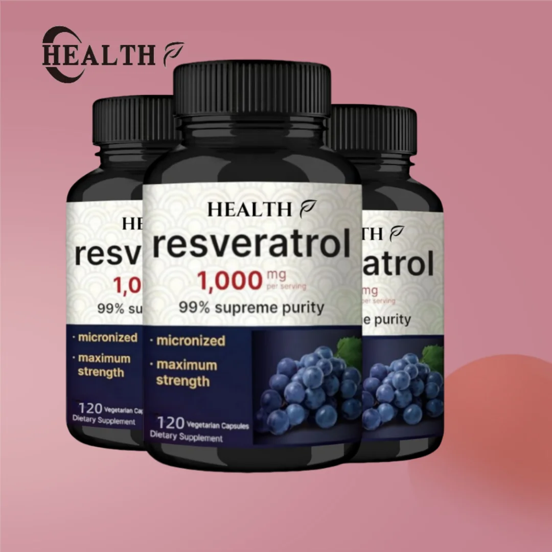 

Resveratrol Capsule Supplement, Supports Healthy Heart, Immunity, Brain, Skin, Antioxidant, Promotes Overall Health