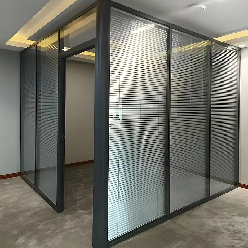 

Customize Office Partition Aluminum Frame Toughened Glass Soundproof Room Divider Operable Office Glass Walls Partition System