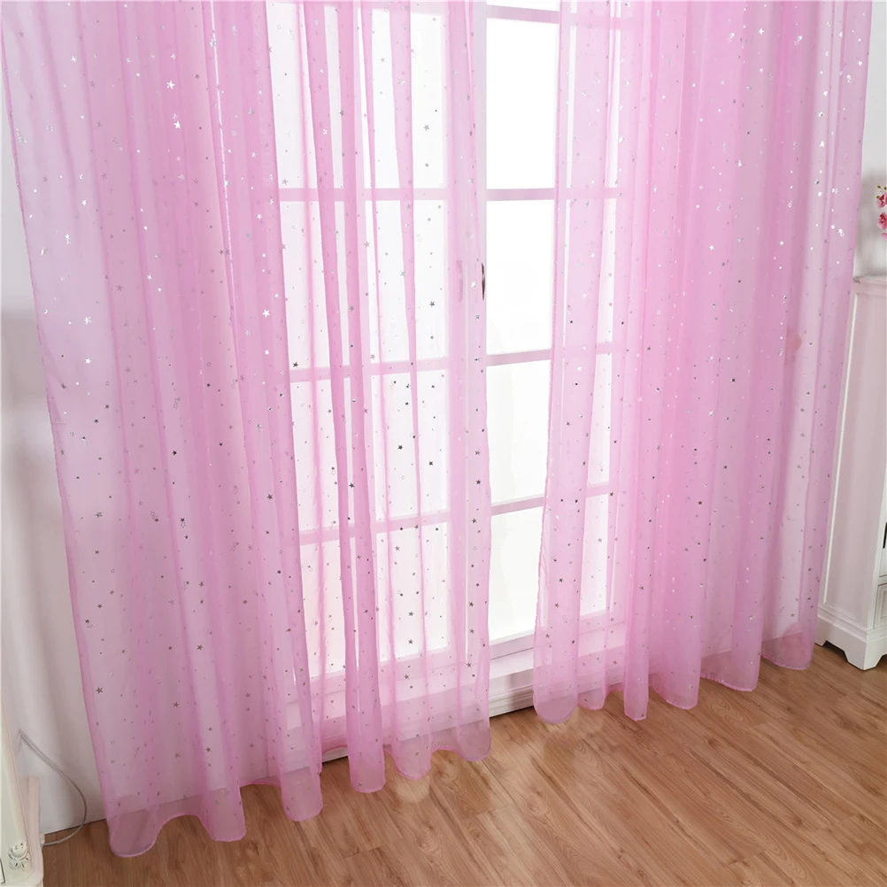

Window Screen Curtain Sheer Tapestry Dark Blue Curtains Pattern Stars Blackout White Boho