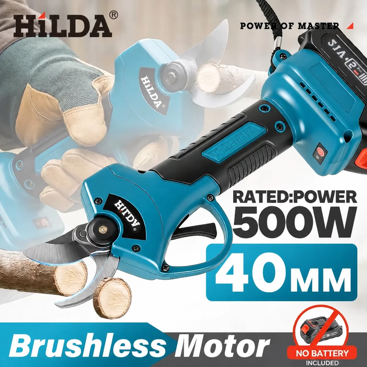 HILDA Electric Pruning Shears Brushless Garden Scissors Professional Flower And Fruit Garden Branch Trimmer For Makita Battery