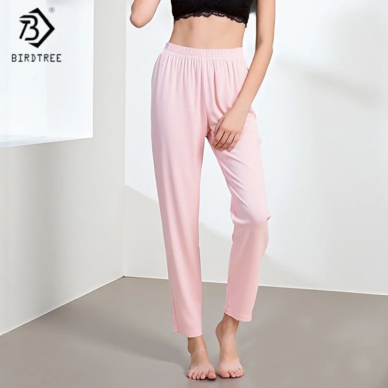Birdtree، M إلى 3XL، 80% التوت الحرير 20% القطن طماق، المرأة سليم صالح طويل جونز، منتصف الخصر، 2025 الخريف الشتاء السراويل P5N604JF