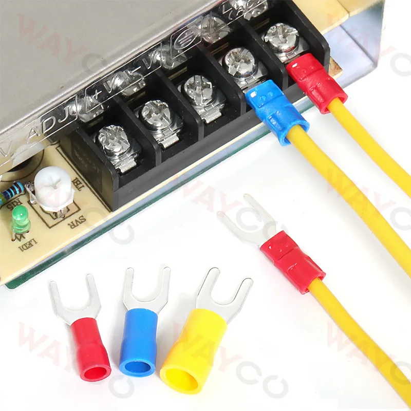 50PCS Fork Crimp Terminal M4/M5/M6 Spade Plugs Pre-insulated Ferrules Lugs For Splice Electricals Cable Wire End Connectors