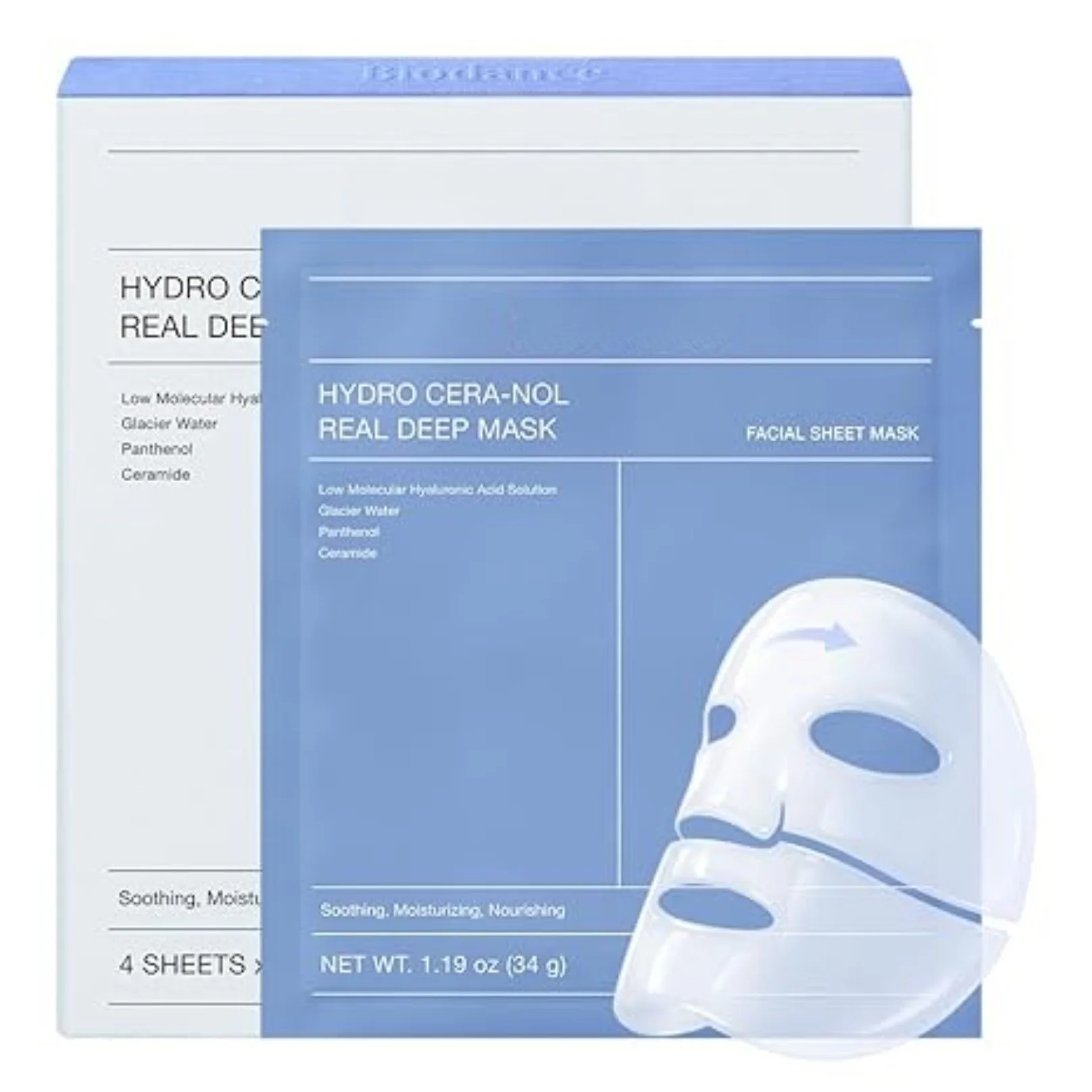 BIODANEC Bio-Collagen Real Deep Mask| 1.19oz(34g) X 4ea, Hydrating Overnight Hydrogel Face Mask, Pore Minimizing, Elasticity, Plumping, Travel Essentials & Self Care Gifts for Women, Korean Skin Care