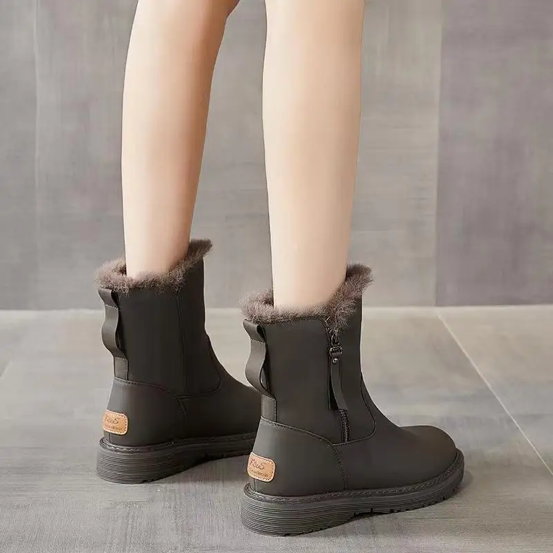 

Zip Punk Style Height Increasing Woman Shoes Ankle Retro Lamb Designer Luxury Comfortable and Elegant Y2k Snow Boots for Women