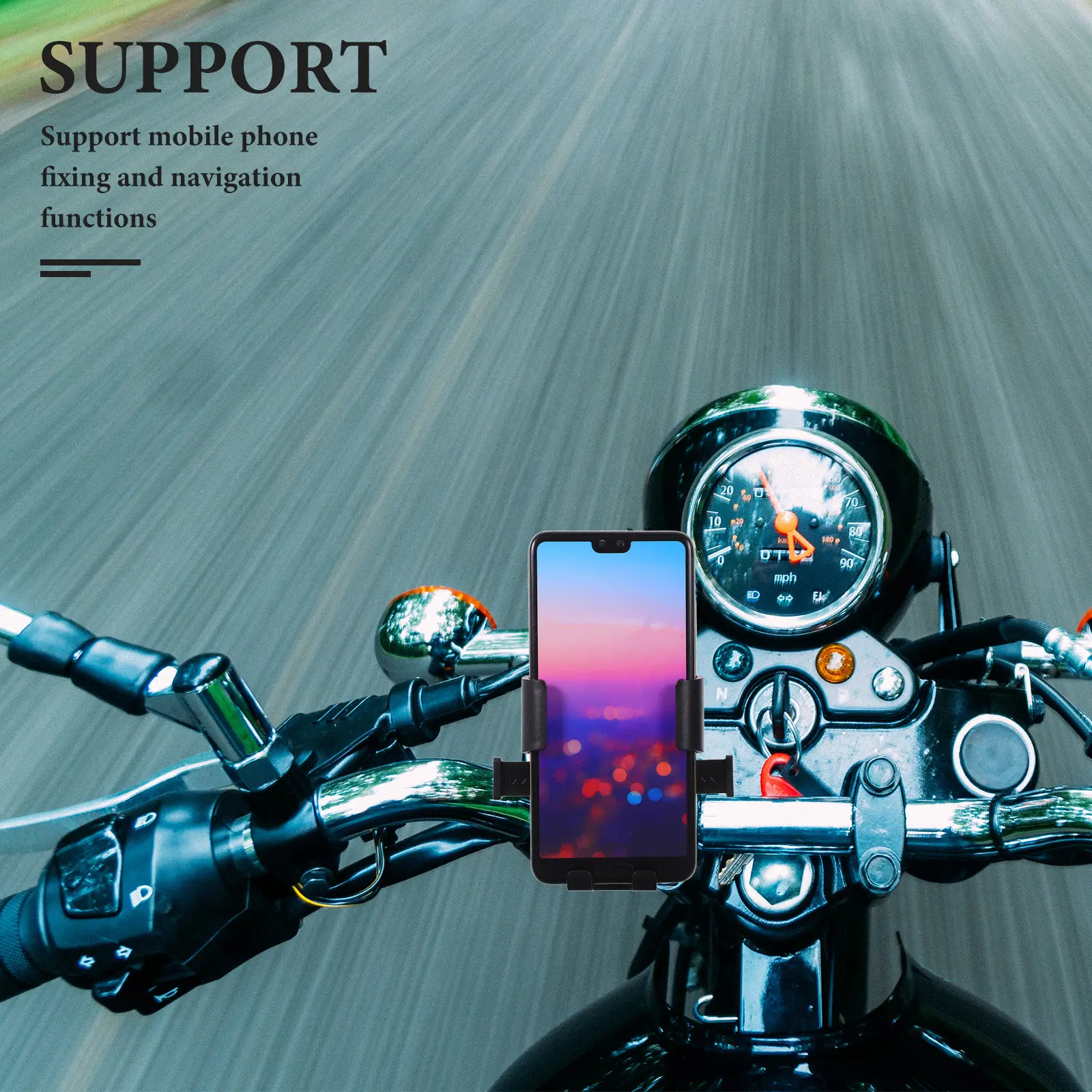 

Motorcycle Handlebar Phone Holder Rotatable Rearview Mirror Mount Shockproof Bike Cell Phone Stand for Electric Scooter