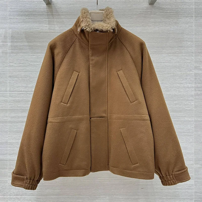 

High-quality goat hair fur coat for woman with a waist-cinching adjustable belt winter clothing jacket 25102277