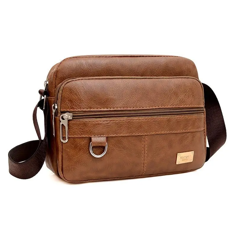 

Mens Crossbody Shoulder Bag PU Leather Business Messenger Tote Fanny Pack Multifunctional Bag For Male Daily Travel Outdoor Use