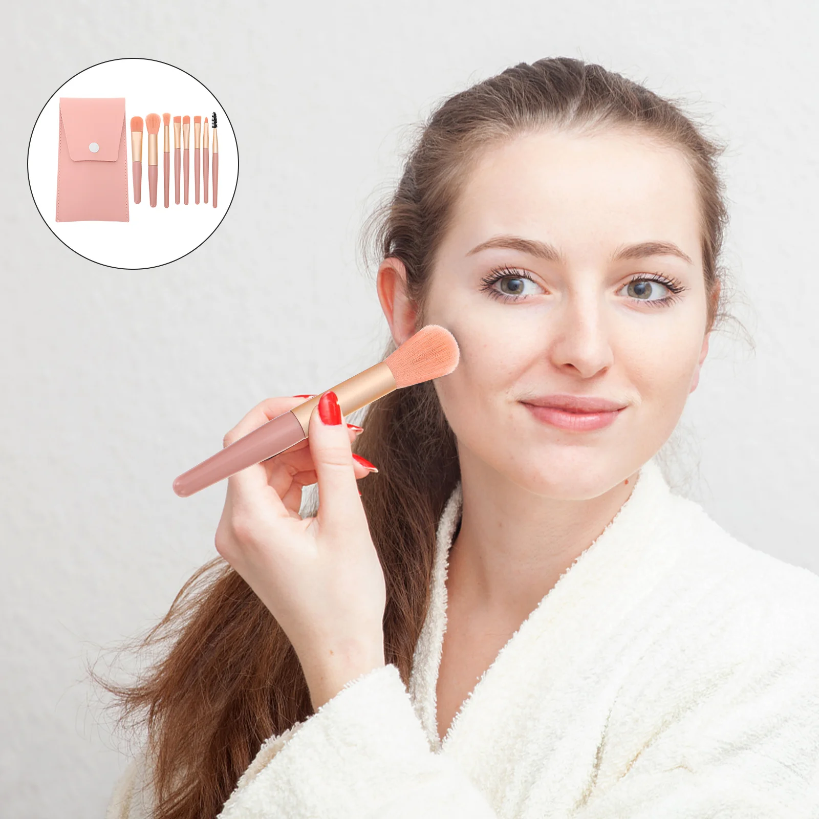 1 set di pennelli per trucco setole in fibra artificiale soft touch manico resistente all'usura portatile per ombretto in polvere per fard da viaggio