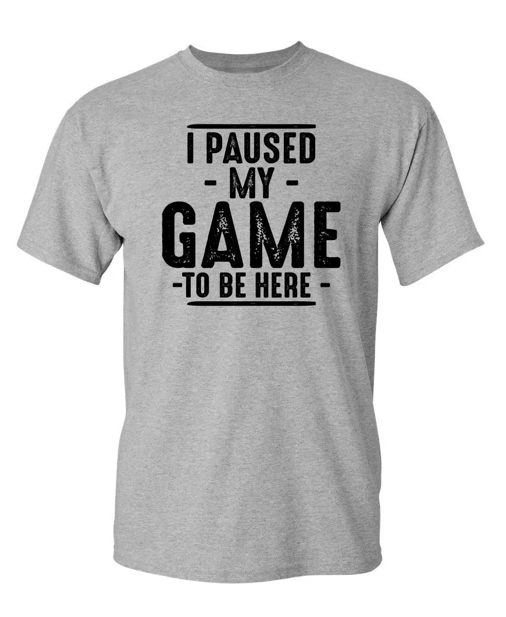 Men Loose Cotton T Shirt I Paused My Game To Be Here Vintage Text Print Short Sleeve Casual Daily Gaming Street Tops