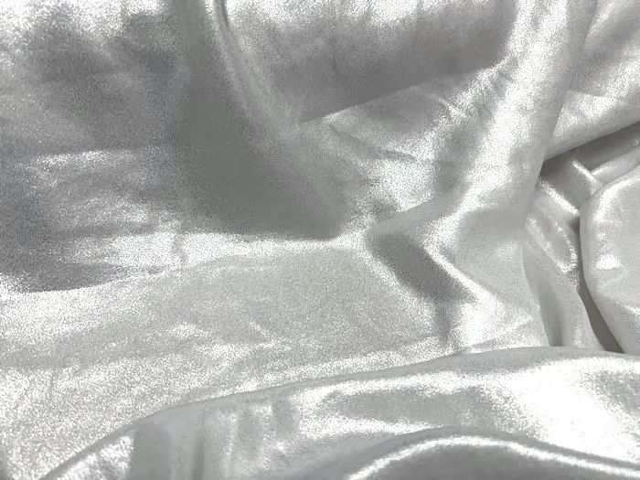 Soft Shiny White Silver Glossy Silk Chiffon Fabric for Sewing Material Dress Wedding Garment Wide 150cm Sold By The Meter