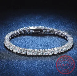 Real 3MM D VVS Moissanite Tennis Bracelet Passes Diamond Sparkling Test Solid S925 Jewelry Wedding Women Gift