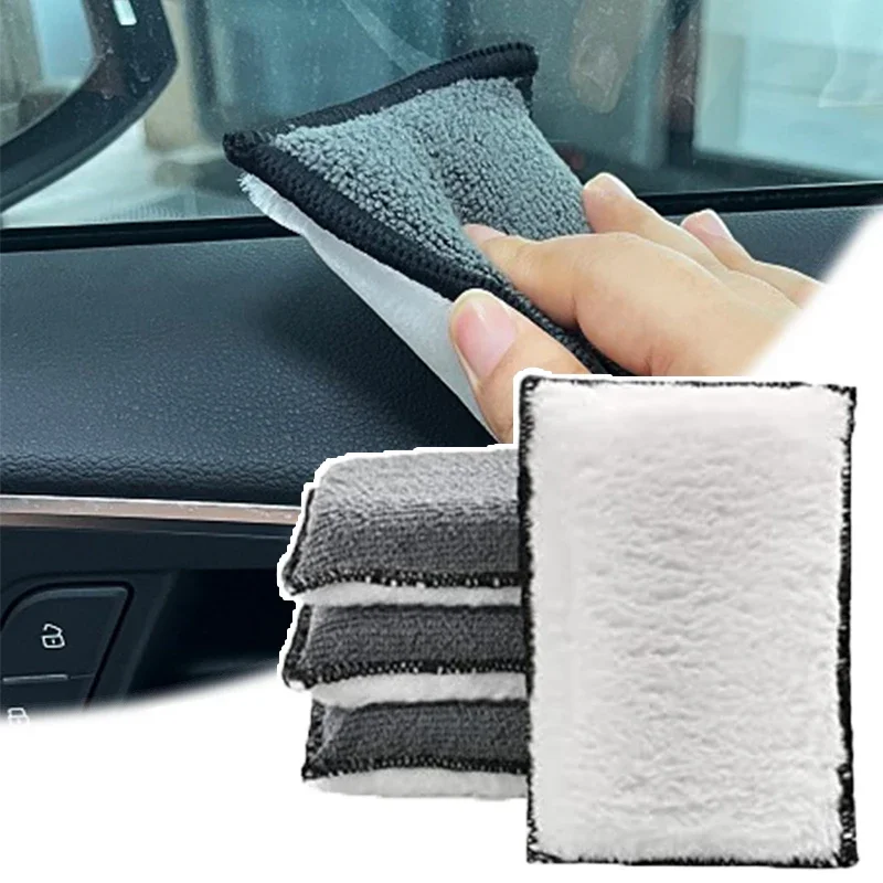 Soft Double Side Microfiber Scrubbing Sponge Car Leather Cleaning Microfiber Towel Wax Sponge Auto Detailing Tools