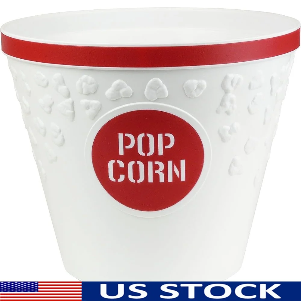 

Classic Large Plastic Popcorn Bucket Bowl with Removable Kernel Catcher Family Fun Indoor Outdoor Use