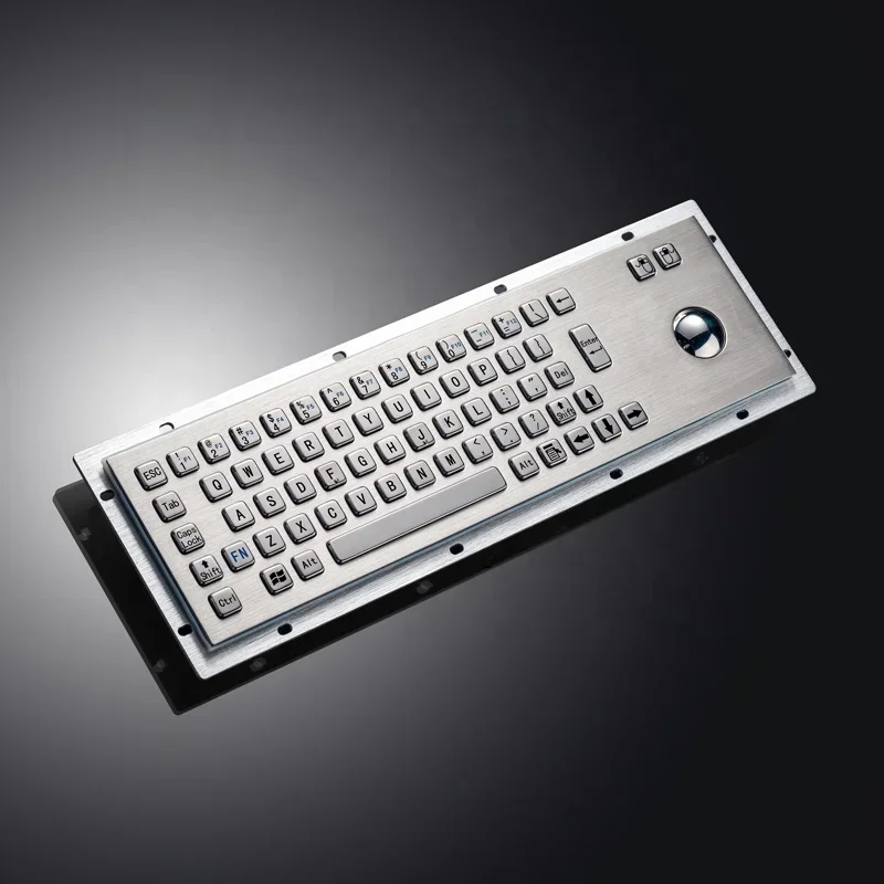 IP65 Rugged Waterproof Metal Stainless Steel Industrial Keyboard With Trackball Mouse Keypad For Kiosk CNC Mill