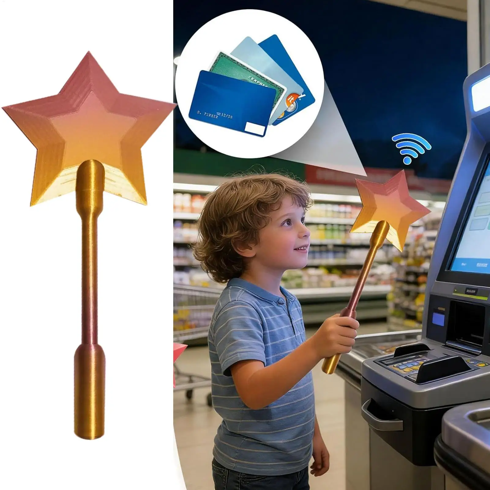Credit Card Wand 3D Printed Payment Stick Contactless Payment Card Holder for Kids Teens Adults Tech Lovers Cosplay Fans