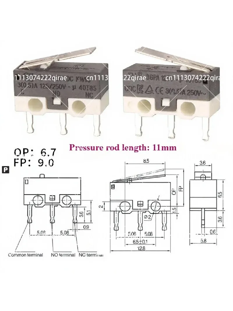 10pcs KW10 3A Micro Switch, Mouse Button Tap Touch Switch, Stroke Limit 125/250V Accessories