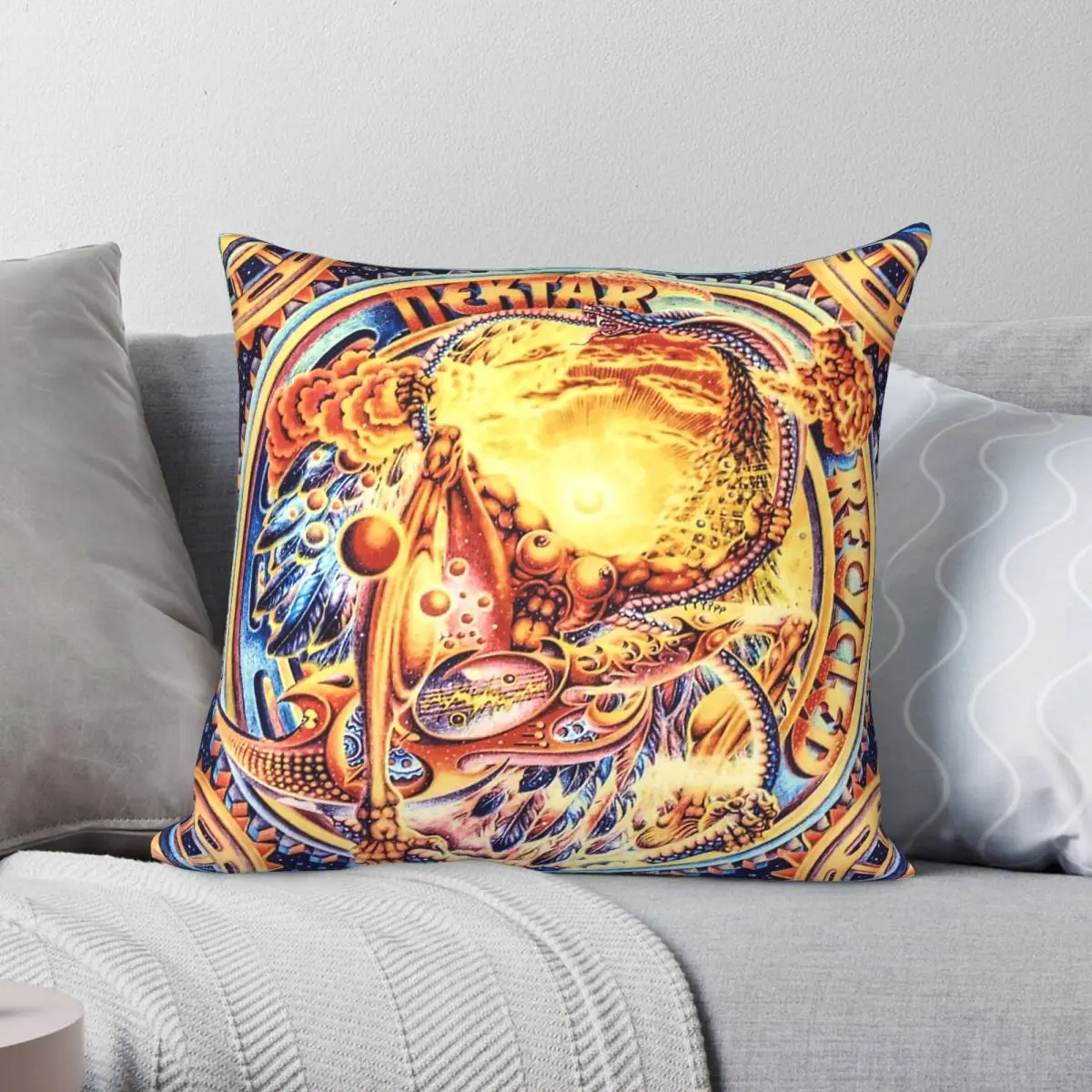 Nektar Band Recycled Album - Funda de almohada cuadrada de poliéster, lino y terciopelo, decoración creativa, funda de cojín para el hogar, 45x45